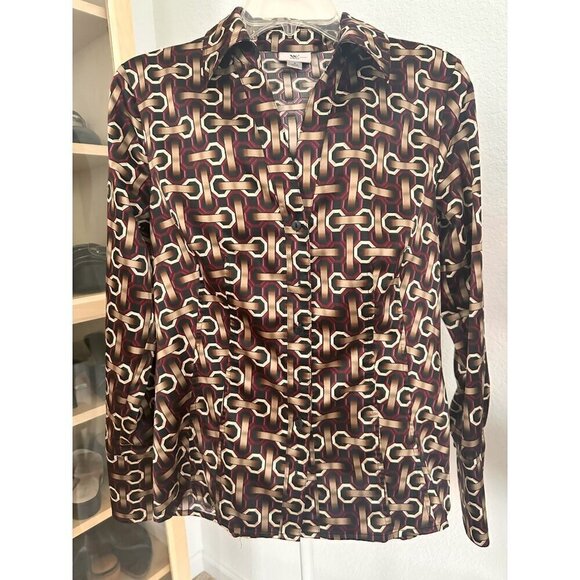 Worthington Stretch Women Office Button Down Shirt. V-neck, collared. Sz. S‎ Blk - Picture 1 of 13